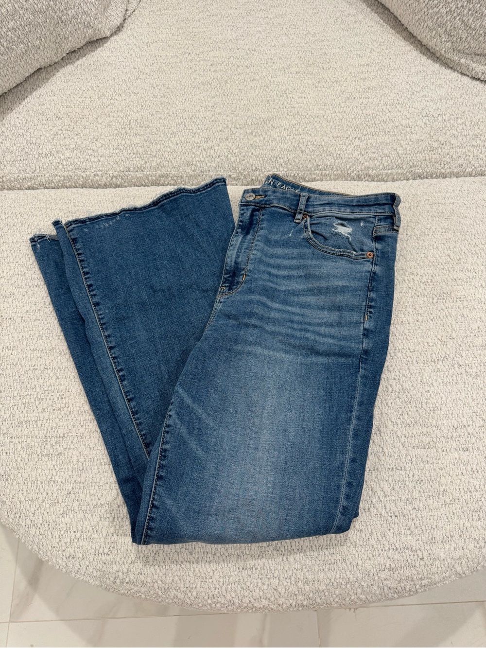 American Eagle Outfitters Distressed Super High Rise Flare Jeans